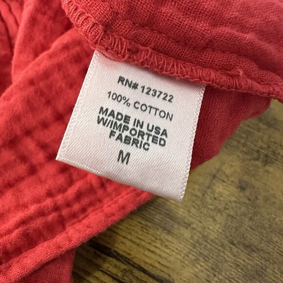 Xirena Kendall Midi Dress Women Medium Red Gauzy Pockets Relaxed Fit Slight Fade - Picture 14 of 16